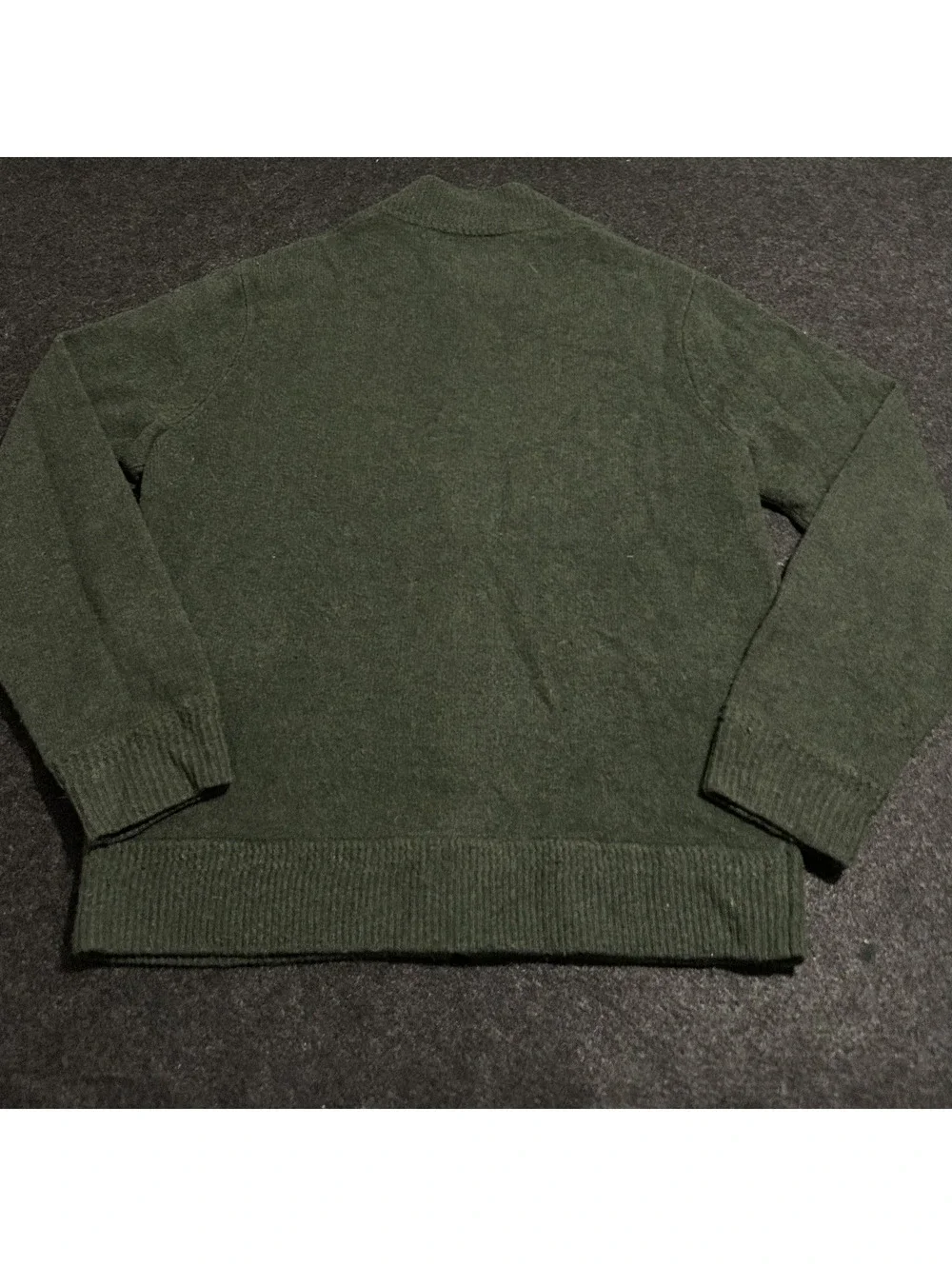 J.Crew Mens Large Dark Forest Green 100% Lambswool Button Front Cardigan Sweater